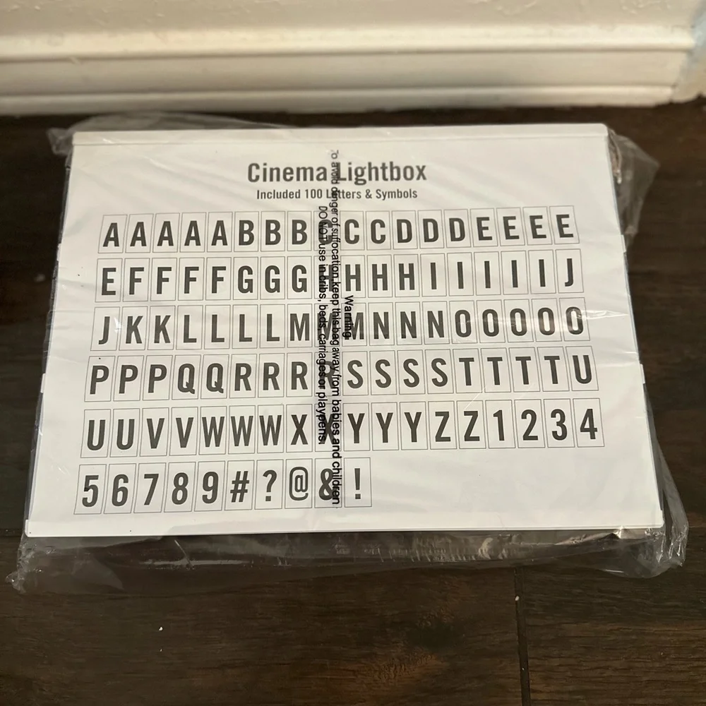 Cinema Lightbox Marquee Sign - White with Black Letters